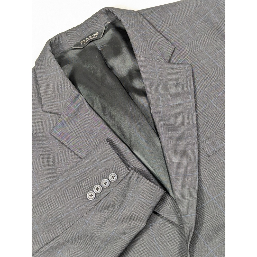 Jos. A. Bank Wool‎ Navy Blue Windowpane Plaid Mens Blazer Size 46ar